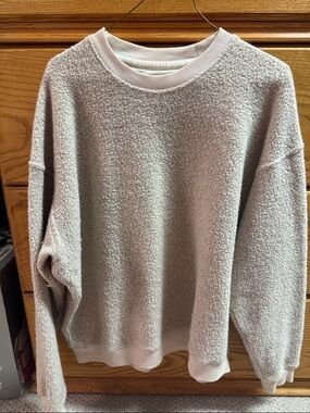 Outdoor Voices Plush Sherpa Crewneck in Light Taupe